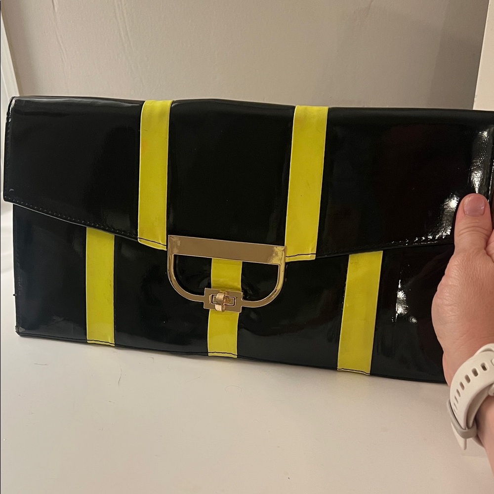 Black and Neon Yellow Clutch Bag